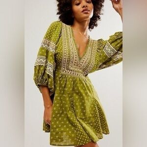 FREE PEOPLE Olive Moss Green Sweet Southwest Mini dress size M